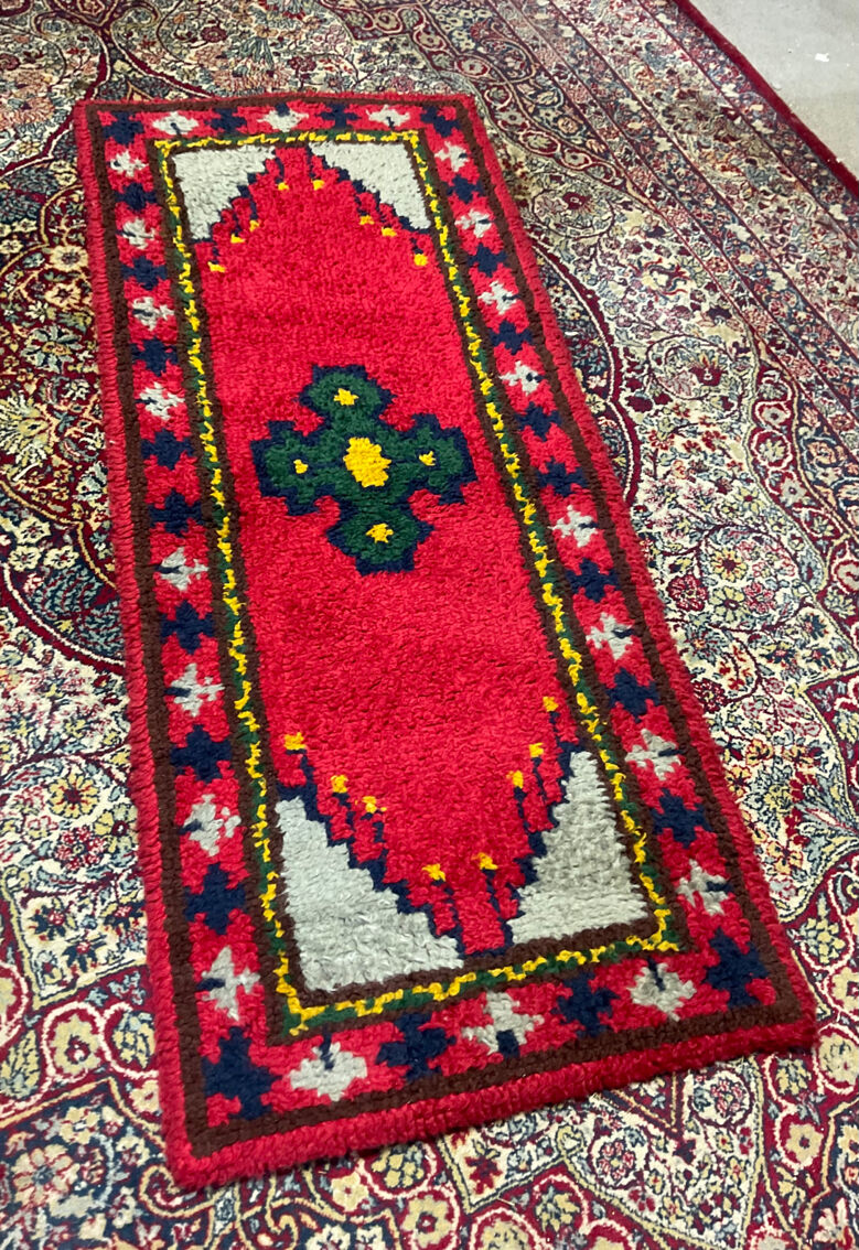 Berber style pure wool vintage rug