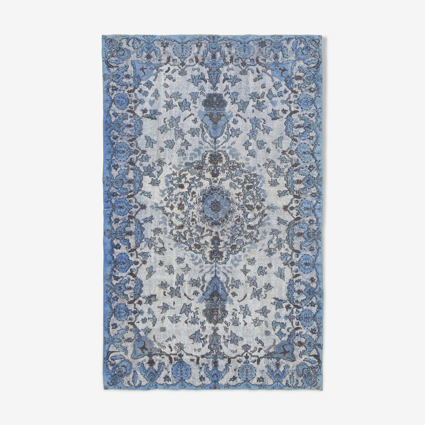 Handmade unique Anatolian blue rug