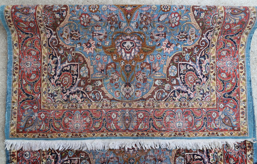 Vintage Handmade Indian silk rug