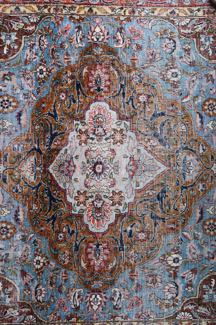 Vintage Handmade Indian silk rug