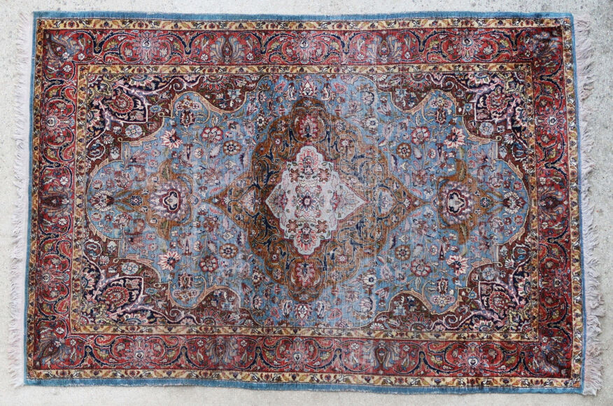 Vintage Handmade Indian silk rug