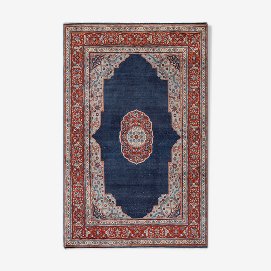 Mid-century navy blue Anatolian rug